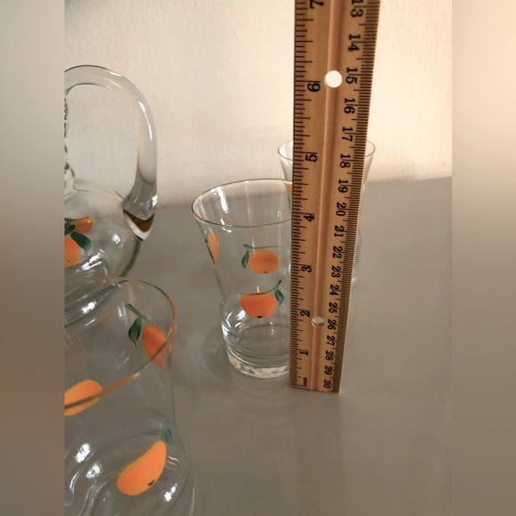 ANCHOR HOCKING Vintage Orange Juice Pitcher and 6 glasses. - Picture 6 of 8